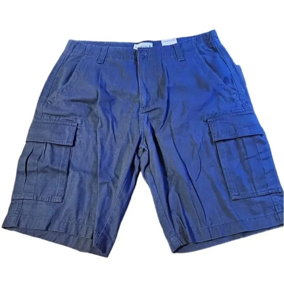 Saddlebred Mens Size 34 Flat Front Cargo Shorts Sz 34in x 11in Color Indigo NEW - Picture 1 of 5